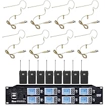 Amazon | 8 チャネル UHF ワイヤレス マイク システム単一イヤ